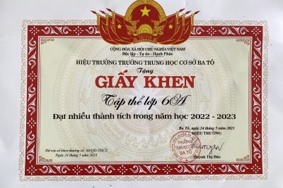 lớp 6A tham dự lễ Tổng kết tại Trường THCS Ba Tô